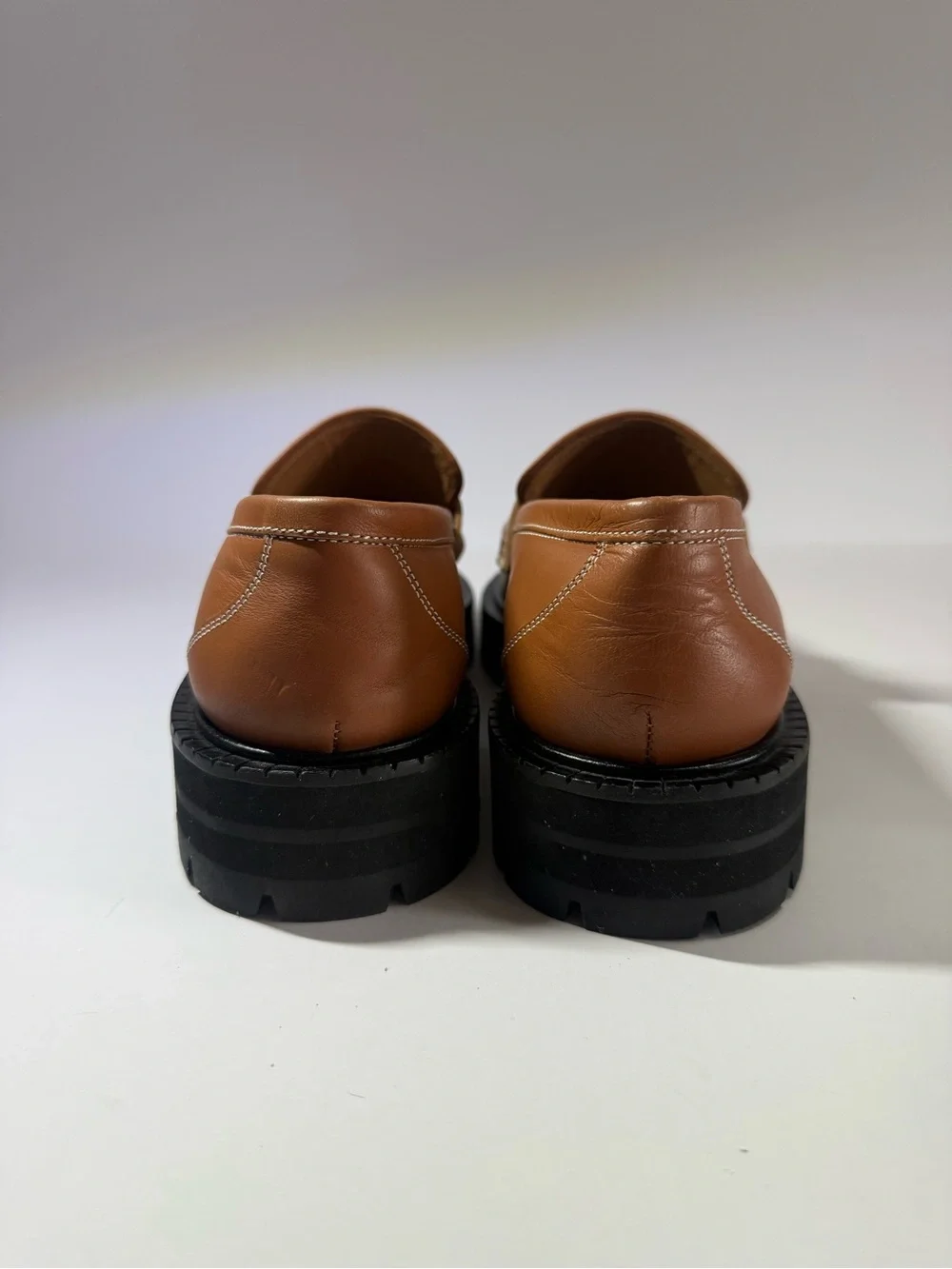 ATP ATELIER Tan Leather Lug-Sole Penny Loafers size6.5